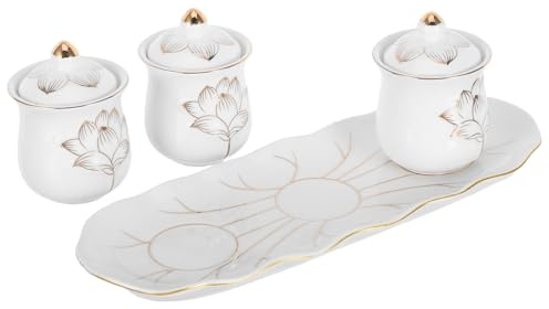 Alipis Coupe de Culte Forme de Lotus Calice pour Bouddha avec Plateau Bol à Eau Décoratif pour Temple Domestique