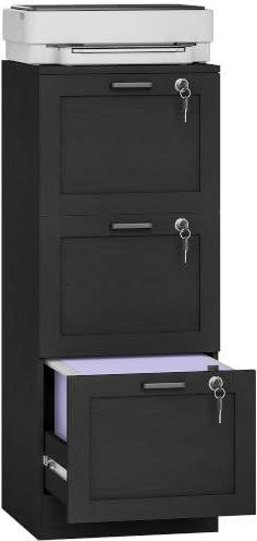 HOMCOM 2 Drawer File Cabinet with Lock Adjustable Hanging Bars for A4 Black | Office, Vertical Filing Cabinet, Letter Size File Folders, Printer Stand with Storage