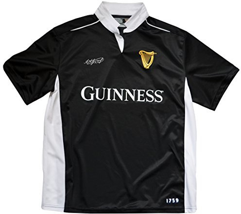 Guinness Schwarzes/weißes Performance Kurzarm-Rugby-Shirt (L)