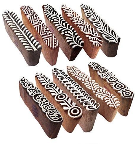 Mehndi Print Blocks Stylish Border Pattern Wooden Stamps (Set of 10) Htag2156