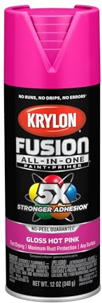Krylon Fusion All-In-One Adhesive Spray Paint for Indoor/Outdoor Use, 12 oz, Hot Pink