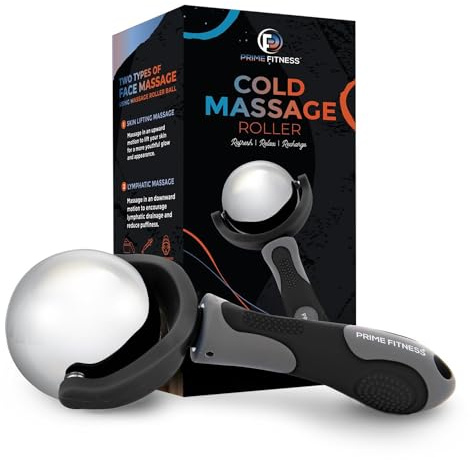 PRIME Fitness Cold Massage Roller Ball | Cold Therapy | Ice Roller Ball with Handle | cryo Stick | Relieve Muscle Pain (Black)