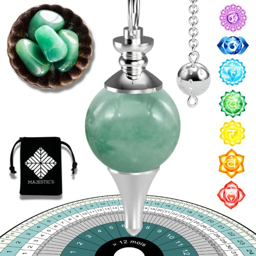 Pendule divinatoire de Radiesthésie en AVENTURINE VERTE – Pendule Sephoroton en Pierre d’Aventurine – 14 GR [Satisfait ou Remboursé]