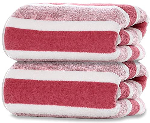 SOFTBATFY Microfiber Bath Towels, 2 Pack 70x140cm Lightweight, Absorbent, Super Fluffy and Fast Drying Towel for Travel, Vacation, Fitness and Yoga (70x140cm, Pink)
