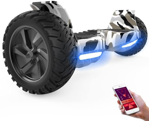 GeekMe Hoverboards Offroad 8.5 Zoll, SUV Hoverboards mit APP, Bluetooth Lautsprecher, Doppelmotor, LED Lichter, All Terrain Hoverboards für Kinder und Erwachsene