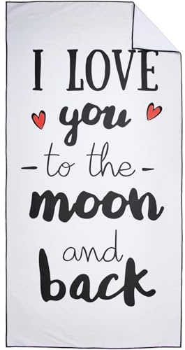 Violetpos Schnell Trocknende und Leichte Strand Handtücher Strandtuch groß 90x180 cm Schnelltrocknendes Mikrofaser Bedrucktes mit Ich Liebe Dich Bis Zum Mond Und Zurück