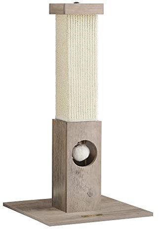 Feandrea Kratzbaum, Kratzstamm, Katzenbaum, 10 cm Dicker Stamm, Kratzsäule aus natürlichem Sisalseil, 73 cm hoch, mit Plüsch-Spielball, Kratzschutz für Möbel, Greige PCA021G01