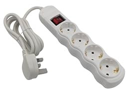 European to UK Plug Adapter EU to UK Lead Extension 4 AC Outlet for European Electronic Device Travel from France Italy Spain Germany 13A 3250W (V2 EU UK travel adapter)