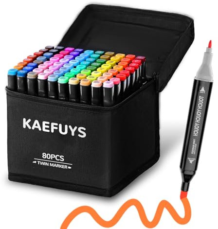 KAEFUYS Marker Set 80 Farben Farbige Marker Stifte Set Twin Tip mit Base & Tragetasche Alkohol Marker zum Malen, Zeichnen, Cartooning, Doodling