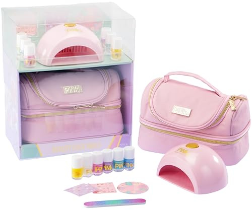 PINK IT Beauty Case Nails, 1 Set da Viaggio per Nail Art con Asciugatore e Smalti