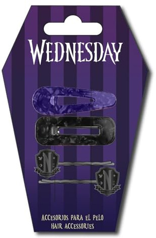 Wednesday Haarspangen Beauty Set für Mädchen, Set enthält 4 Haarspangen