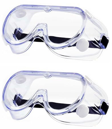 Comioke Lunettes de Sécurité Transparentes, Anti-buée, Anti-rayures, 2 Pièce, Masque de Sécurité pour Porteurs de Lunettes