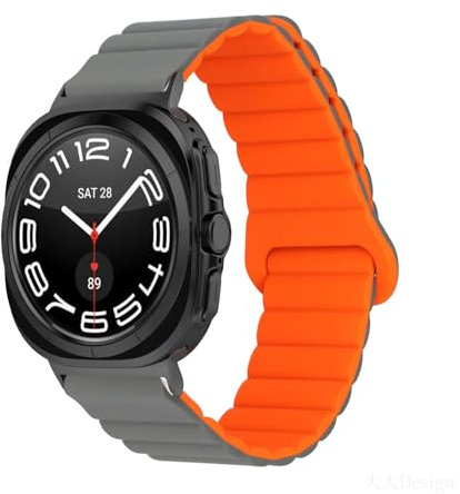 Silikon Armband für Samsung Galaxy Watch Ultra 47mm Magnetisch Armband Ersatzarmband Sport Silikon Weiches Armbänder mit Herren Damen Sportarmband mit Galaxy Watch Ultra 47mm Ersatzband (H,M)