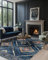 DEFYNEE Machine Washable Rugs Living Room 120x180 cm, Kitchen Rugs Non Slip Washable, Soft Short Pile Vintage Blue Rugs for Bedroom, Moroccan Rug for Hallway, Diningroom, Blue