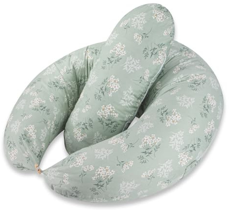 Chilling Home Cojín de Lactancia 2 en 1 XXL para Embarazo, Almohada para Dormir de Lado para bebé, con cojín Interior y Funda de algodón,Verde