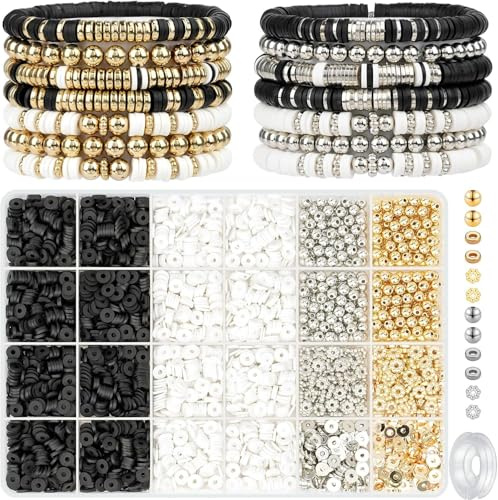 Ptyism Clay Beads Bracelet Making Kit - 3000+ Polymer Heishi Beads Med Sträng För DIY Charm Armband - Arts and Crafts Födelsedagspresent