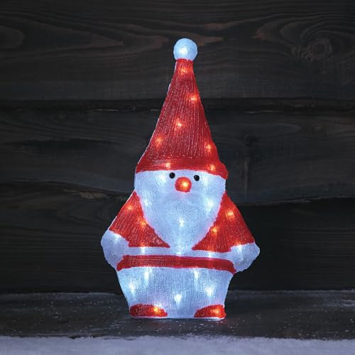 Lights4fun Outdoor Christmas Figure Light Up LED Acrylic Santa Claus Plug In Garden Decoration with Timer 51cm