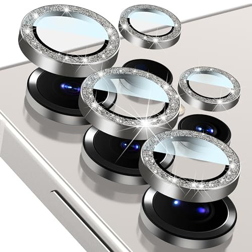Pellicola Lente Fotocamera per Samsung Galaxy S25 Ultra Lega Alluminio,Stick Saldamente,Caso Amichevole,AR Antiriflesso,Pixel Senza Perdita Vetro Protezione Fotocamera,Titanio naturale(lampeggiare)