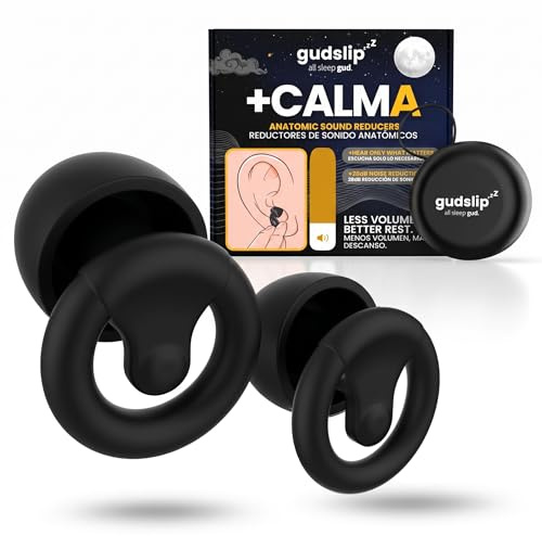 GudSlip® +Calma Tapones Oídos para Dormir Antirruido – 28 dB Sin Presión al Dormir de Lado – Silicona Suave Certificada | Tallas XS·S·M·L Reutilizables