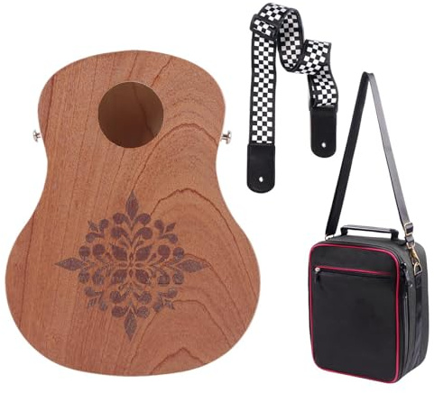 Instrument de tambour à main, tambour à main pour les, Sac de stockage d'instruments en forme de guitare en bois portable inclus, Music Toy Tool à percussion drôle pour les cours de musique, activité