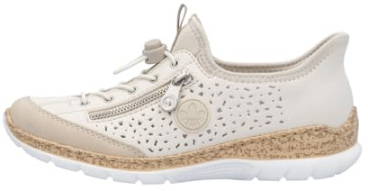 Rieker Women Trainers N42G0, Ladies Low-Tops,Removable Insole,Low Shoe,Street Shoes,Leisure,Sporty, (Cream, UK Footwear Size System, Adult, Women, Numeric, Medium, 3.5)