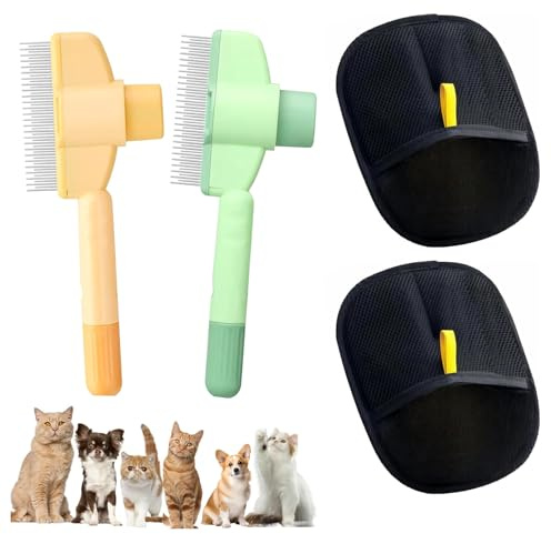 Pack of 4 Fur Magnet, Brush, Fur Flash Brush, Self-Cleaning and Care Gloves, Fur Magnet Glove Cats Dogs, Fur Flash Brush Cat Dogs, for Removing Matthaar