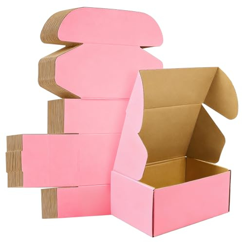 MAGICTAILL 9x6x4 inches Shipping Boxes Set of 25, Small Corrugated Cardboard Box, Literature Mailer, Gift Boxes (Pink, 9x6x4)