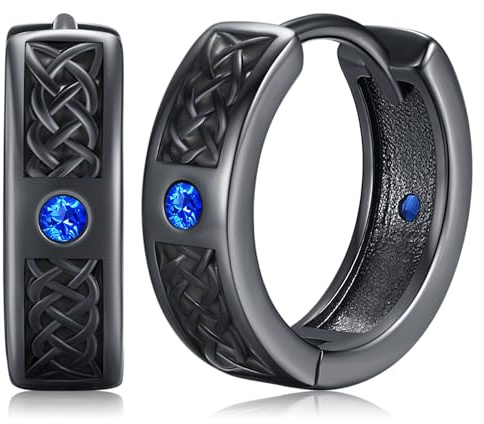 Orecchini Uomo Cerchio Orecchino Viking Uomo Nero Blu Vichinghi Orecchini Celtico Gioielli Nordici per Donna Ipoallergenico Orecchino