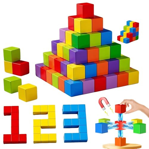 SiumPklay Magnetic Building Blocks | Magnetic Cubes 100 PCS Stacking Cubes for Kids Sensory & Montessori Toys,Preschool STEM Educational Construction Toys for Toddlers Boys Girls 3 4 5 6 7 8 Years O