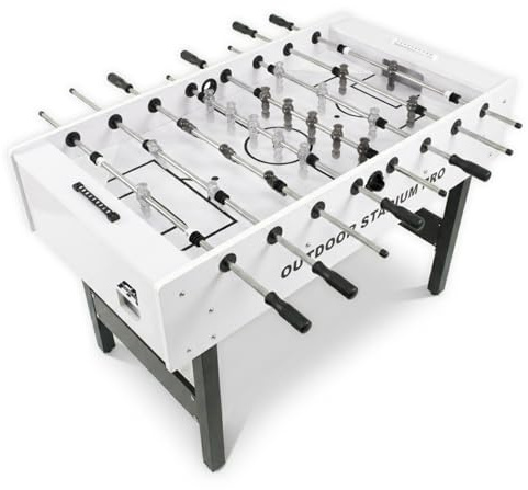 FASports Futbolín para exteriores Stadium Pro, mesa de fútbol para exteriores, resistente al agua, tamaño torneo, para exterior e interior, 138,2 x 72,1 x 88 cm