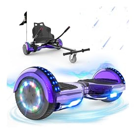 RCB Hoverkart Gyropode Hoverboard Kart pour Enfant et Adulte, Hoverboard et Kart avec Bluetooth-Musique/LED-Roue Clignotante, Cadeau pour Enfants