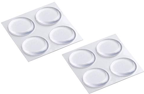 Metafranc 646016 - Juego de 8 amortiguadores autoadhesivos transparentes de 19 mm de diámetro, protección eficaz de superficies sensibles, juego de muebles, amortiguadores para puertas de armarios,