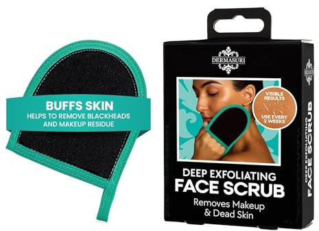 Dermasuri Scrub Viso Esfoliante Profondo - Guanto Esfoliante Coreano per Doccia e Uso a Secco - Esfoliante Viso - Rimuove Cellule Morte e Secchezza - Regalo per Donna e Uomo - 1 Pezzo