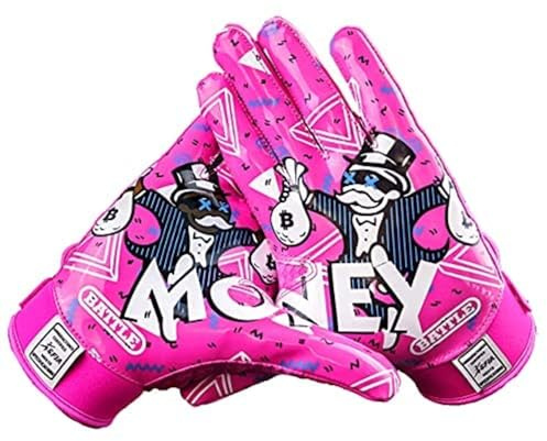Battle Sports MM 2.0 Adult Youth Football Gloves Pink XL