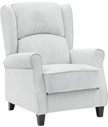 BRIGROS La voglia di fare WeHome – Relaxsessel mit ergonomischer Sitzfläche aus Stoff, Bettsessel, verstellbare Rückenlehne, für Wohnzimmer, Wohnzimmer und Büro (modern, Taupe)