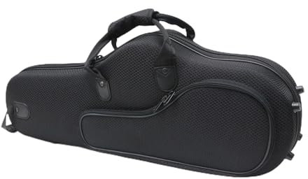 Leichte, robuste Altsaxophon-Tasche, Plüsch-Innenfutter, tragbare Saxophon-Tragetasche, verstellbarer Schultergurt mit Aufbewahrungstasche auf der Vorderseite (schwarz)