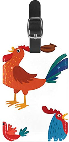 Luggage Tags,2 Pack Labels Suitcase Tags,Cartoon Grid Bird,Luggage Tags Privacy Protection Travel Bag Tag