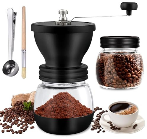 Macinacaffè manuale – Macinacaffè manuale con 2 bicchieri, macinacaffè manuale, macinacaffè per caffè, caffè espresso