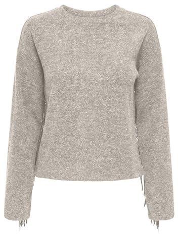 Onljake Life L/S Fringe Top Jrs, Pumice Stone., S