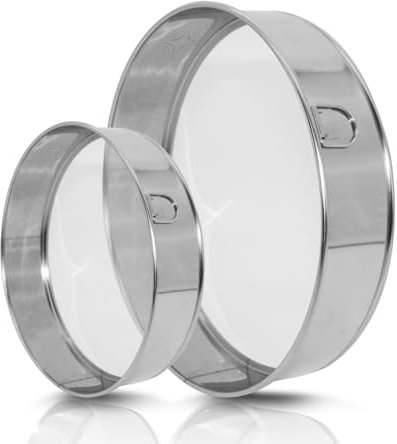 Gsakskdsap 2 Pezzi Setaccio Farina, Setaccio da Cucina, Rotondo in Acciaio Inossidabile Setaccio Farina, 15cm & 20cm Colino Acciaio Inox per Glassa, Professionale Maglie Fine Cucina per Farina