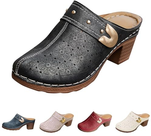 Sabots et mules pour femme avec talon, chaussures fermées à l'avant et à l'arrière, ouvertes pour femme, sandales d'été avec talon bloc, bottines respirantes, confortables, style bohème, mode