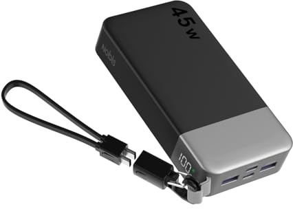 NOBIS Portable Charger 20000mAh 45W Power Bank w/Detachable Cable