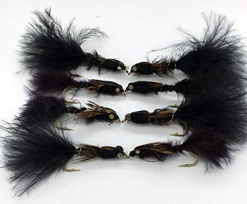 BestCity #96 Damsel Black Fliegen-Set, Angelköder-Auswahl fürs Forellenangeln, Größe 10, 8 Stück