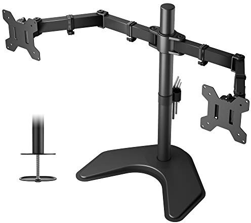 BONTEC Bewegliche Monitor Halterung 2 Monitore 13-27 LED und LCD Monitor Schreibtisch Monitorständer neigbar 180° schwenkbar 360° höhenverstellbar 10 kg für jeden Monitor