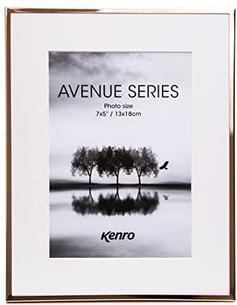 Kenro Avenue Rose Gold Photo Frame 8x6 Inch / 15x10cm with White Mat for Photo 6x4 Inch / 10x15cm - AVE1015RG