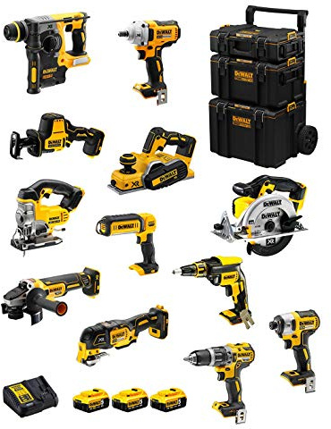 DeWALT Kit DWK1200 (DCD796 + DCH273 + DCG405 + DCF887 + DCF894 + DCS331 + DCS391 + DCS355 + DCP580 + DCS369 + DCL050 + DCF620 + 3 Batteries de 5,0 Ah + Chargeur + Caddy 3en1)