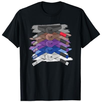 BJJ T-Shirt - Ceinture de jiu-jitsu brésilien - Homme - Noir - S - Manche courte - T-shirt à col rond et manches courtes - Coupe classique - Léger - Uni - Imported