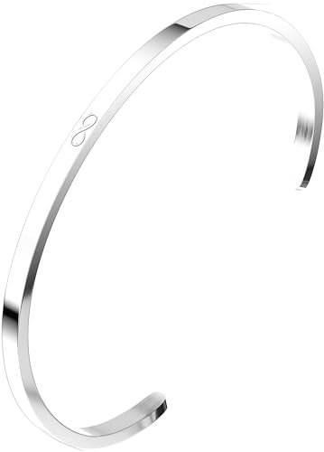 THIORA Armreif Damen & Herren | Premium Edelstahl Armband | Unendlichkeit | Flexible Größe | Geschenk (Infinity - Silber)