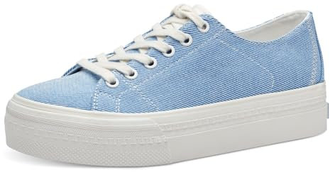 Tamaris Damen Sneaker Low Textil Vegan; LIGHT BLUE/blau; 39
