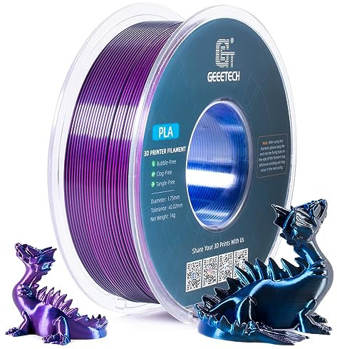 GEEETECH Tricolor Silk PLA Filament 1,75mm, 3D Drucker Filament 1KG/Spule, Silk Blau Lila Schwarz